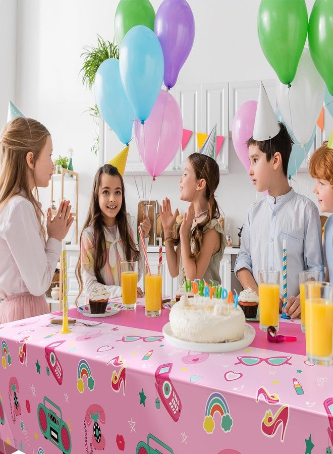 اودين مفارش طاولة حفلات عيد ميلاد الأميرات الوردية من أودين، 6 قطع، مقاس 54 بوصة × 108 بوصة، للأطفال والفتيات، بتصميم دمى الأميرات، أغطية طاولات بلاستيكية للاستخدام مرة واحدة، لوازم الحفلات - Image 5